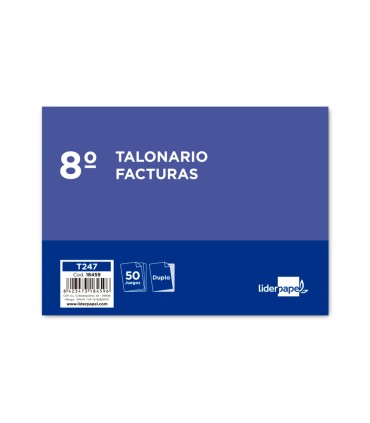 Talonario liderpapel facturas 8º original y copia t247 apaisado sin iva